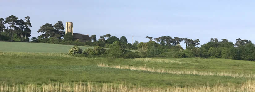 Photo of church across fields, Ramsholt, Suffolk